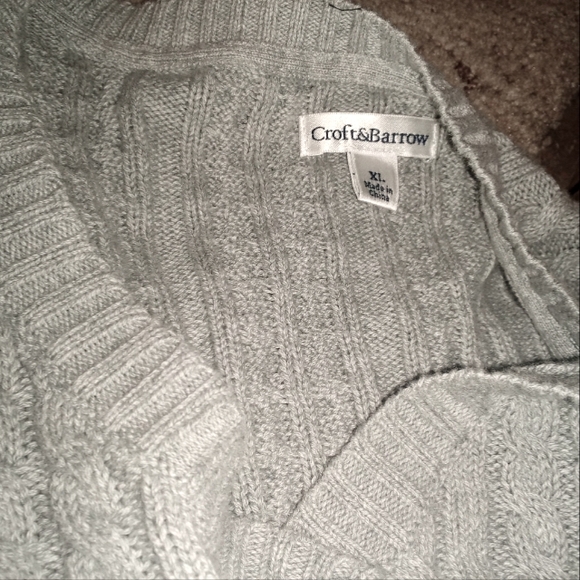 Croft & Barrow SET(Red&Gray) Vintage Cable Knit V-neck Sweaters. Sz. Women XL - Picture 8 of 16